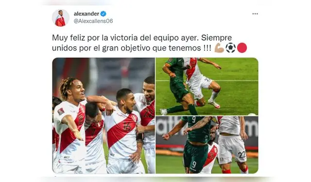 Mensaje de Alexander Callens tras triunfo ante Bolivia. (Fotografía: Captura)   