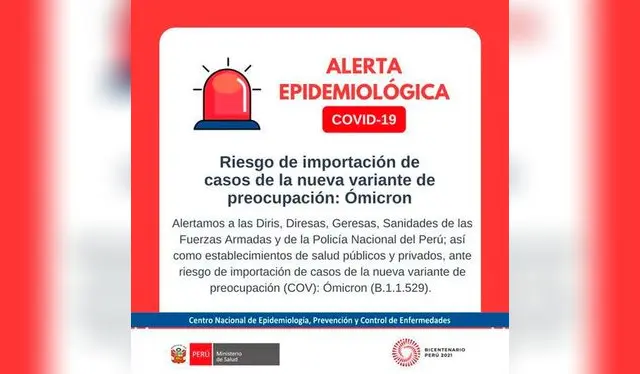  El CDC advierte sobre un posible arribo del Ómicron al Perú / Foto: <strong>Twitter</strong>   