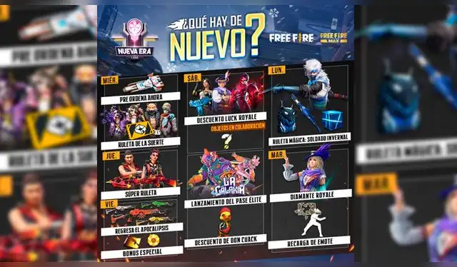 Free Fire agenda semanal 29 de diciembre al 04 de enero 