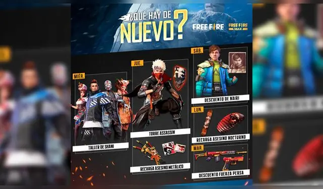 Free Fire agenda semanal 12 al 18 de enero 