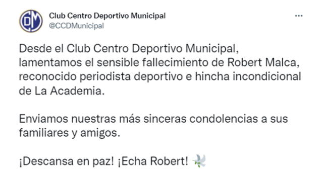 Deportivo Municipal se pronunció en sus redes sociales. Deportivo Municipal se pronunció en sus redes sociales.