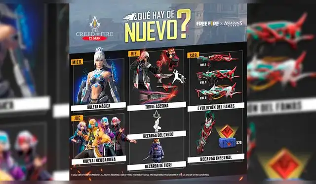 Free Fire agenda semanal 09 al 14 de marzo 