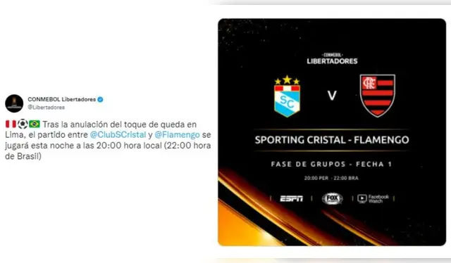 Anuncio de la Conmebol Libertadores: Sporting Cristal - Flamengo Anuncio de la Conmebol Libertadores: Sporting Cristal - Flamengo