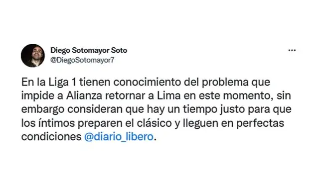Información de Diego Sotomayor con relación al clásico peruano. (Foto: Captura) Información de Diego Sotomayor con relación al clásico peruano. (Foto: Captura)