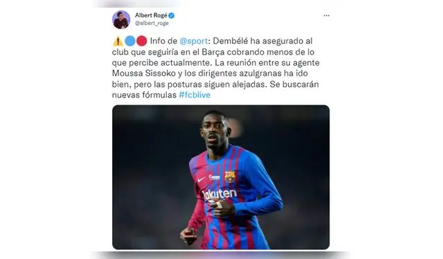 Albert Rogé sobre la posible renovación de Osumane Dembélé. (Foto: captura)   
