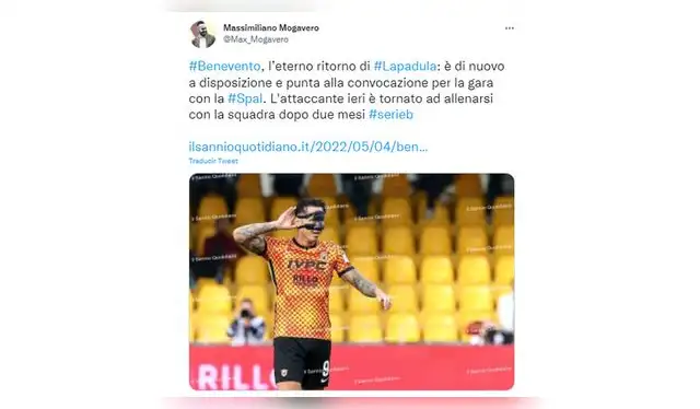 Periodista italiano sobre la situación de Lapadula. (Foto: Captura)   