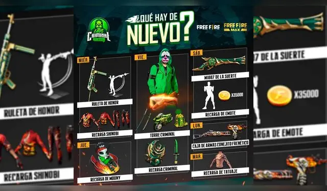 Free Fire agenda semanal 11 al 17 de mayo