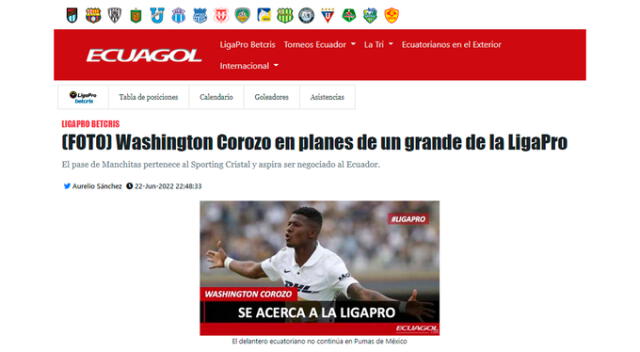 Washington Corozo en la órbita del LDU de Quito. (Foto: Ecuagol)   