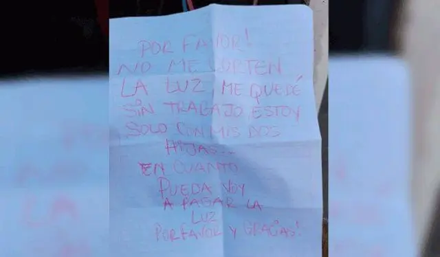 Esta es la carta que dejó el padre que atraviesa por apuros económicos. | Foto: Facebook Esta es la carta que dejó el padre que atraviesa por apuros económicos. | Foto: Facebook