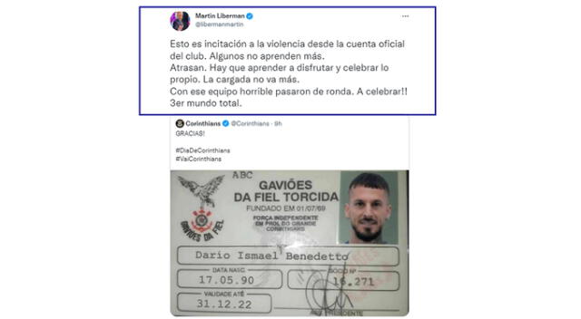  Martín Liberman se enfadó por las burlas de Corinthians.   