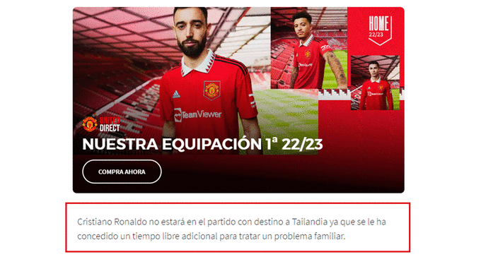  Manchester United aclaró la situación de Cristiano Ronaldo.   