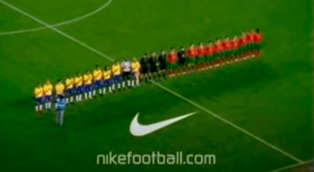 Brasil y Portugal luego de iniciar partido en el camerino.   