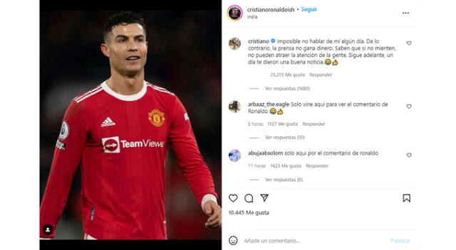  Cristiano Ronaldo aclaró situación sobre su futuro. (Foto: Instagram)   