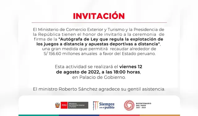 Gobierno del Perú promulgará ley para regular apuestas deportivas y juegos online / Foto: Twitter Gobierno del Perú promulgará ley para regular apuestas deportivas y juegos online / Foto: Twitter