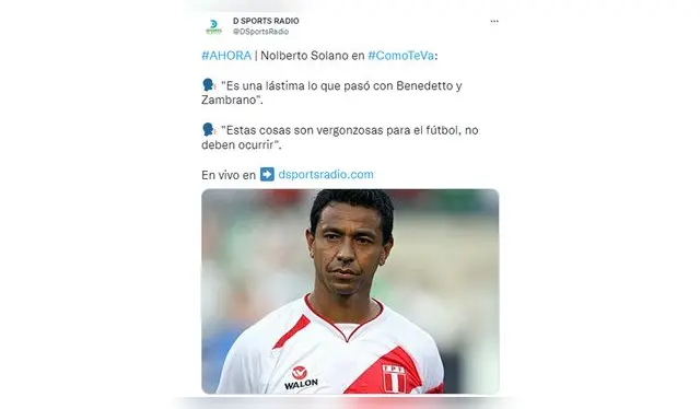 Nolberto Solano criticó la pelea entre Carlos Zambrano y Darío Benedetto. Nolberto Solano criticó la pelea entre Carlos Zambrano y Darío Benedetto.