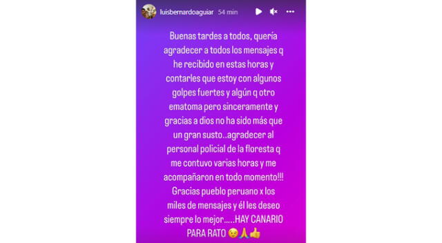 Luis Aguiar se manifestó a través de Instagram. Luis Aguiar se manifestó a través de Instagram.