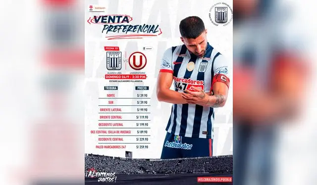 Los precios de las entradas para el Alianza Lima vs. Universitario. Los precios de las entradas para el Alianza Lima vs. Universitario.