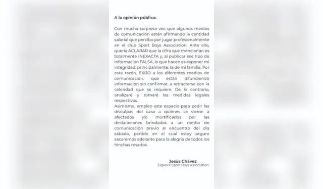  Comunicado del Chucho Chávez.<br>   
