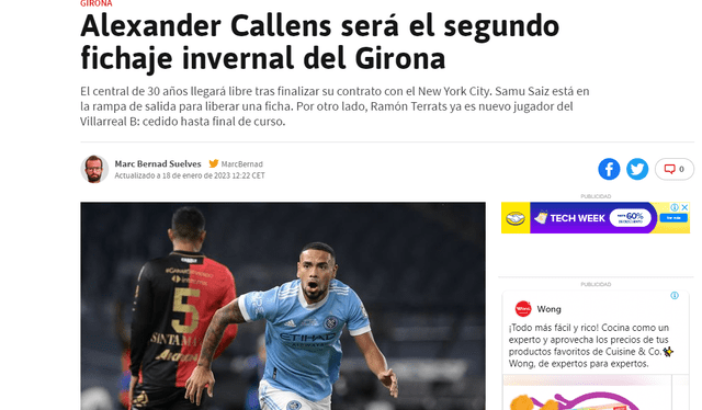  Alexander Callens llegará a Girona según Diario AS. (Foto: Captura)   
