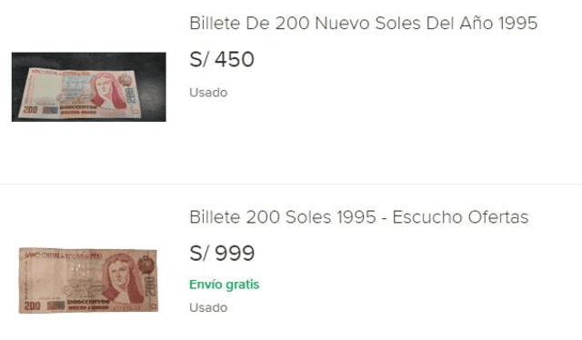 Billete 200 soles de 1995