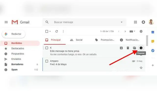 Gmail posponer