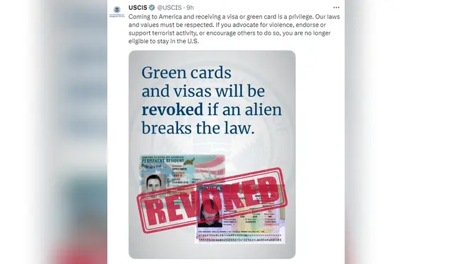  “Venir a EE. UU. es un privilegio, no un derecho”, señaló USCIS en una publicación de X. Foto: X/USCIS.   