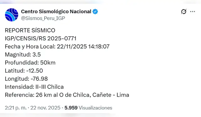 temblor hoy 22 de noviembre