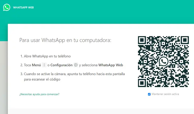 Escanea el código QR para ingresar a WhatsApp Web.   