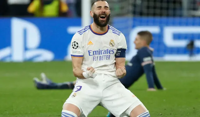 Benzema celebrando ante el PSG. Foto: EFE.   