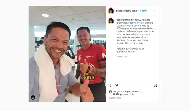 Publicación de Pedro García en Instagram.   