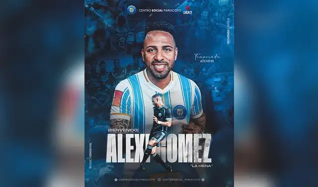 Alexi Gómez fue presentado por Centro Social Pariacoto para disputar la Liga 3 en febrero de 2026 Alexi Gómez fue presentado por Centro Social Pariacoto para disputar la Liga 3 en febrero de 2026
