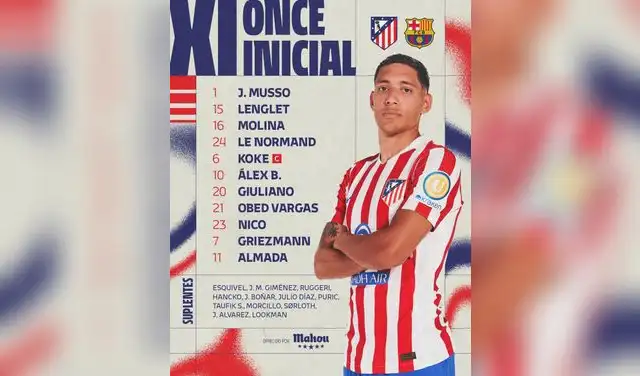 Alineación confirmada de Atlético de Madrid. Foto: Atleti/X