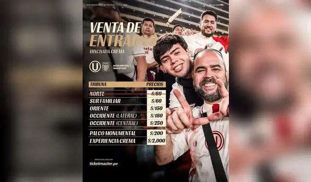 Entradas del partido entre Universitario vs Alianza. 