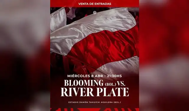 River Plate anunció el partido y la venta de entradas del duelo ante Blooming por Copa Sudamericana
