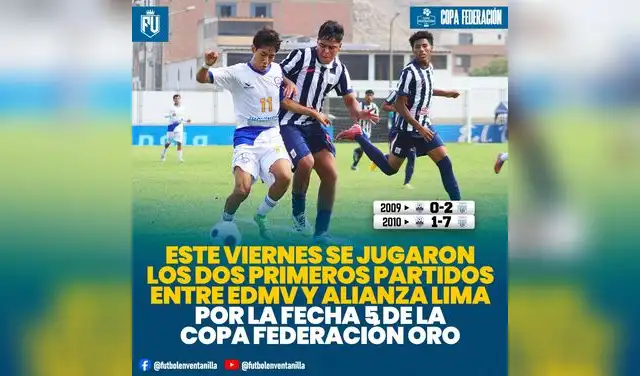La sub-16 de Alianza Lima goleó 7-1 a EDM Ventanilla por la quinta jornada de la Copa Federación Oro 2026