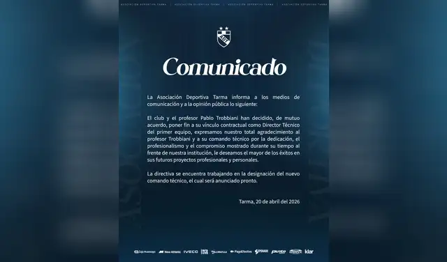 ADT anunció la salida de su técnico, Pablo Trobbiani