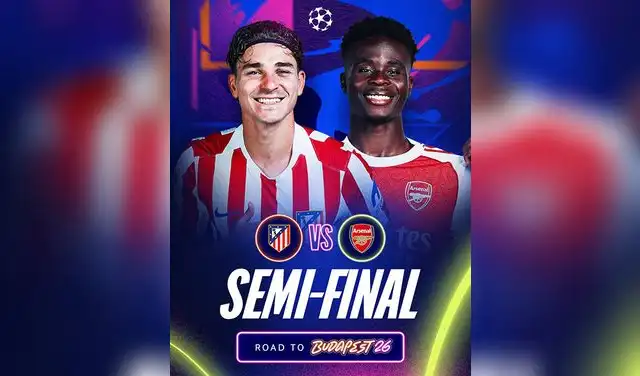 Arsenal vs Atlético Madrid por las semifinales.  