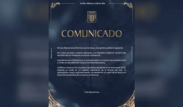 Comunicado de Alianza Lima. Comunicado de Alianza Lima.