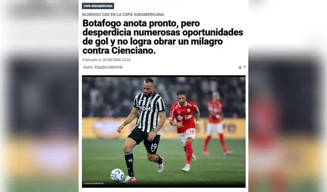 Medio brasileño lanzó fuerte comentario sobre la eliminación de Botafogo ante Cienciano