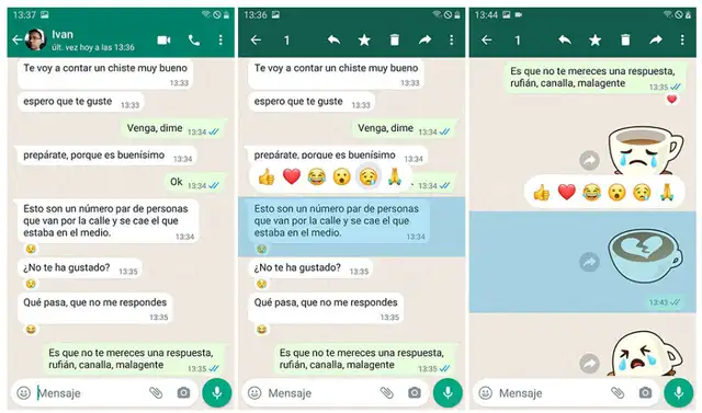 Reacciones de WhatsApp, 5 emojis principales.