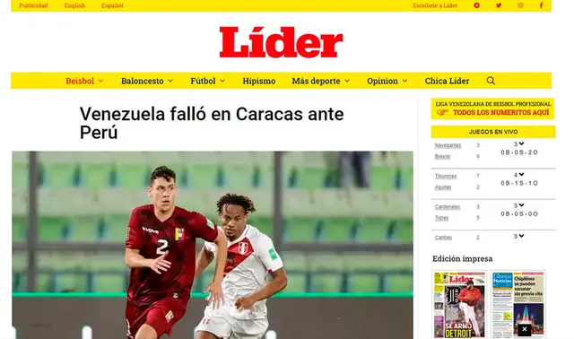 Portada "Líder" de Venezuela.   