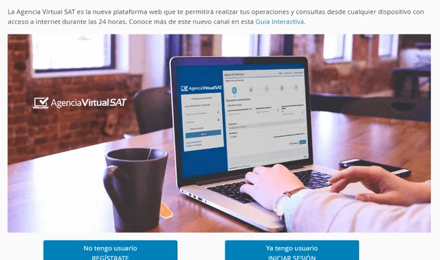 El SAT ofrece un servicio digital en su página web. Foto: SAT.   