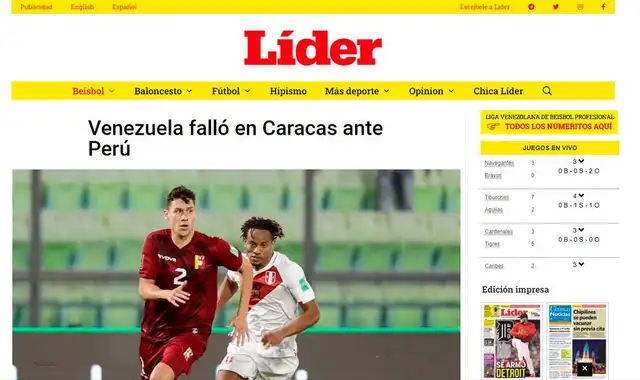 "El Líder" de Venezuela informa derrota de su país. "El Líder" de Venezuela informa derrota de su país.