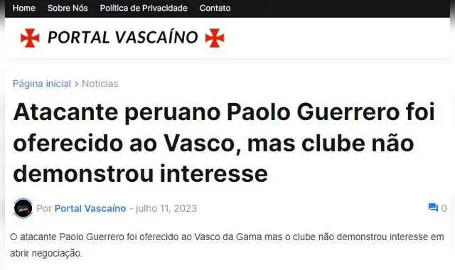 Paolo Guerrero se ofreció a Vasco da Gama.
