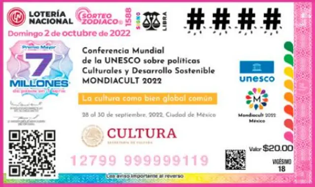 Ticket para el sorteo de HOY domingo 2 de octubre   