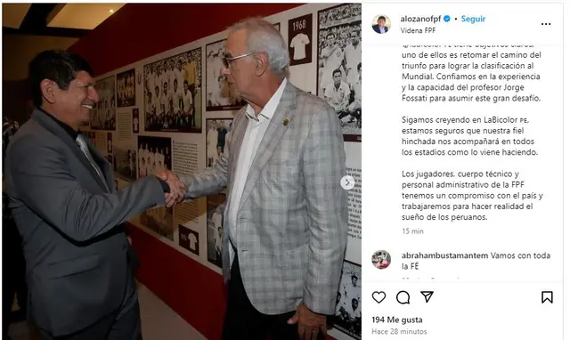 Agustín Lozano le da la bienvenida a Jorge Fossati