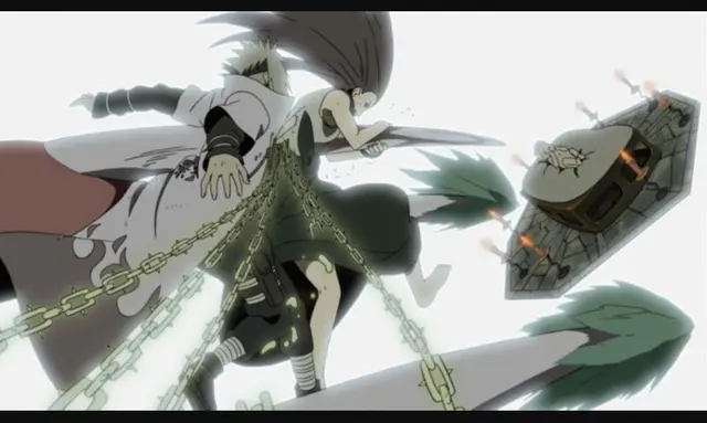 Minato y Kushina siendo atravesados por las garras de Kurama.   