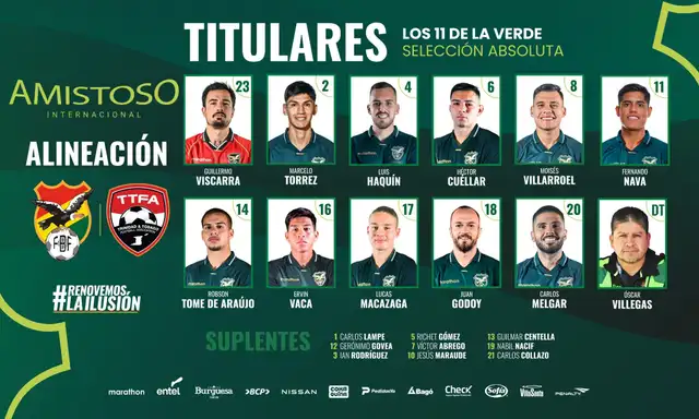 Alineación de Bolivia vs. Trinidad y Tobago.  