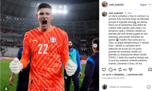 Fue la publicación que realizó la esposa de Gill tras su debut ante Perú