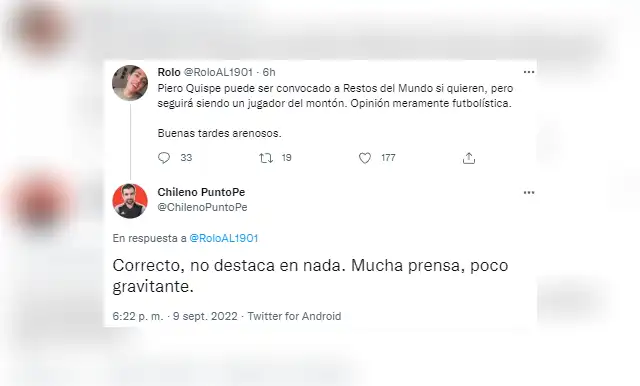 Periodista chileno contra Piero Quispe.